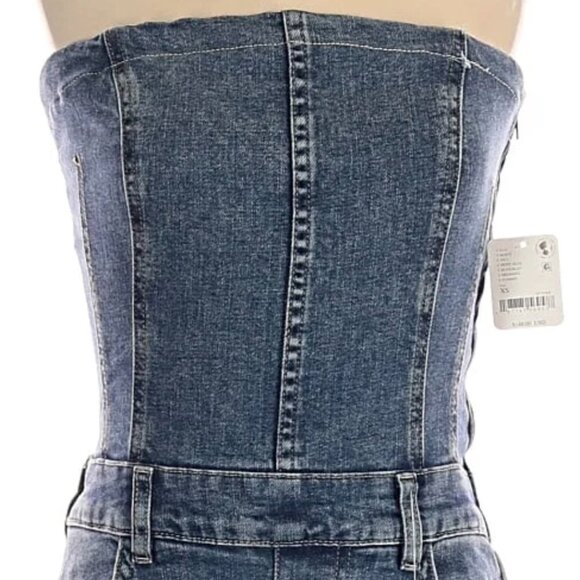 NWT Free People We The Free Je Suis Pret Barrel Jumpsuit Denim $148 - Picture 8 of 15